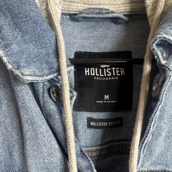Hollister Blue Denim Jacket with Gray Sleeves - Picture 5 of 11